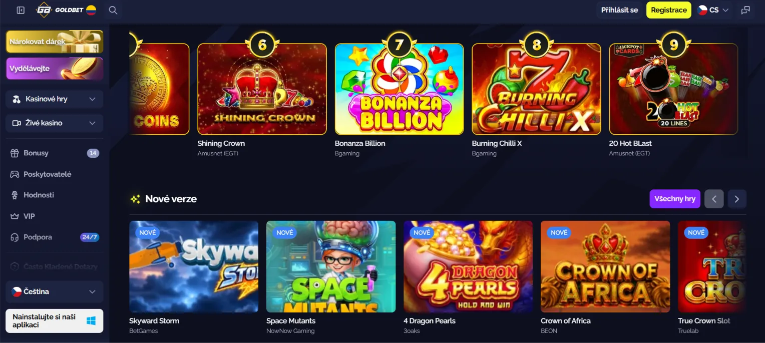Hry v Goldbet Casino